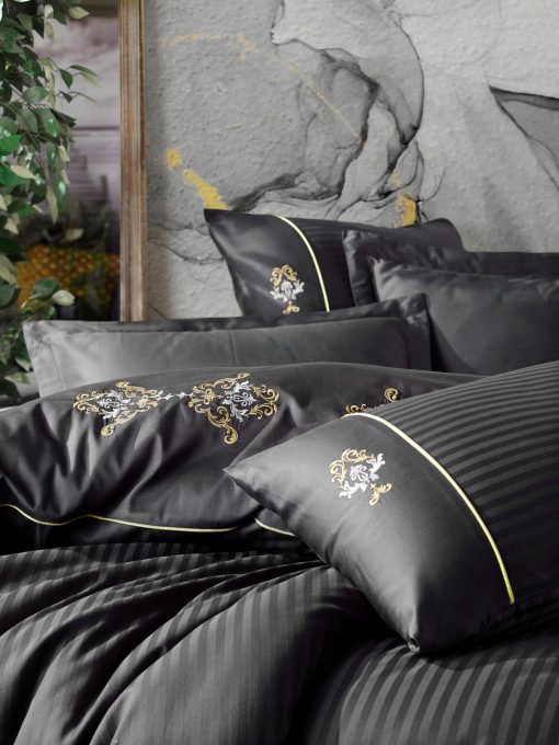 Set hus? de pilota dubl? din satin premium – King – Antracit