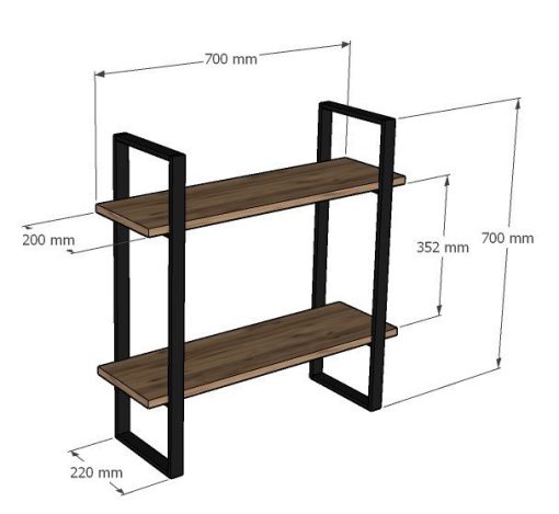 Raft de perete – Buba – Stejar Safir, Negru