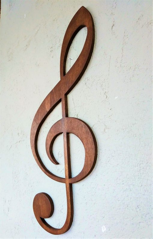 Accesoriu decorativ de perete din lemn – Treble Clef – Nuc